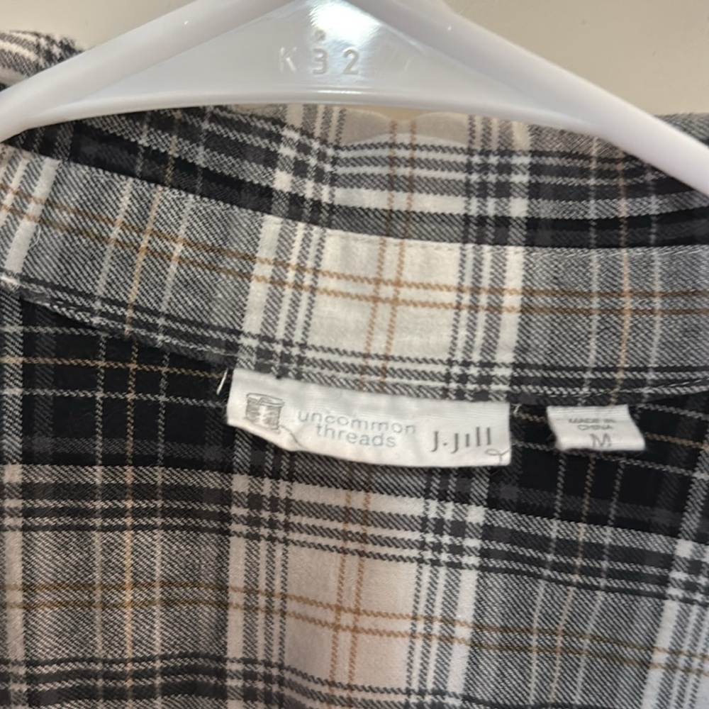 J Jill Plaid Women's Tunic long Sleeve Button up - Picture 5 of 8
